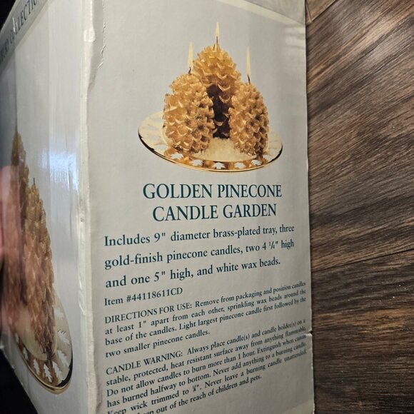 NEWBURY COLLECTION Golden Pinecone Candle Garden NEW IN BOX! - Picture 7 of 14